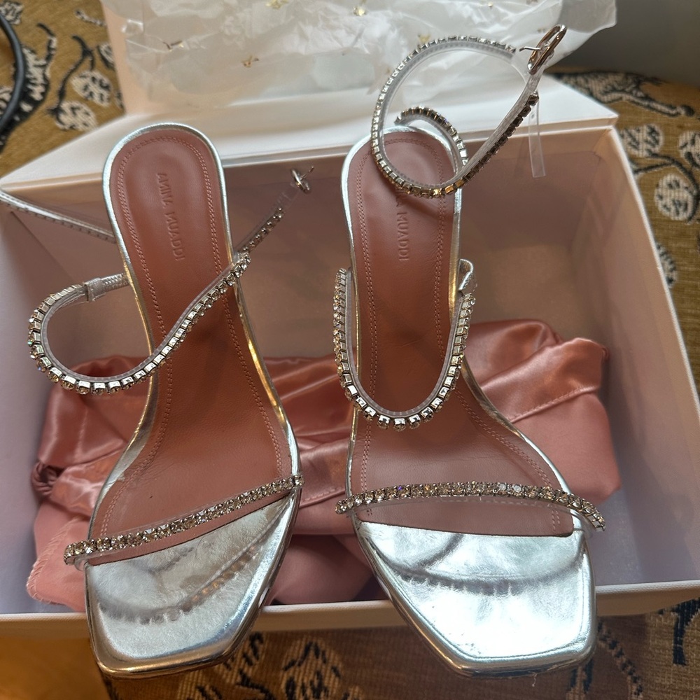 Elegant Silver Strappy Heels